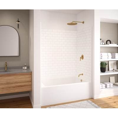 Aker 6036STT Acrylx Alcove Left-hand Drain One-piece Tub Shower - Biscuit