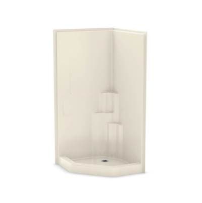 Aker Sh-na AFR Acrylx Corner Center Drain One-piece Shower - Bone