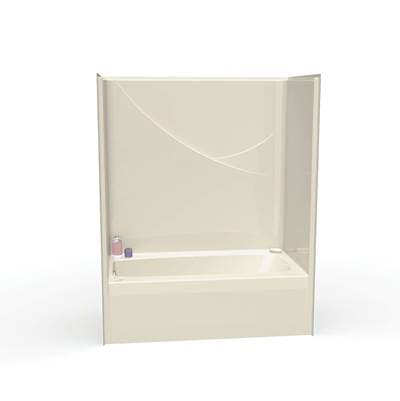 Aker FHA 6032 TS Acrylx Alcove Left-hand Drain One-piece Tub Shower - Bone