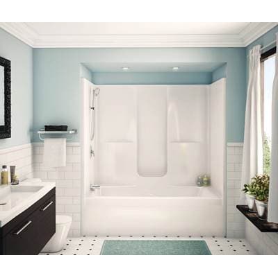 Aker Sbw-3672 Acrylx Alcove Right-hand Drain One-piece Bodywrap Tub Shower - Sterling Silver by Aker