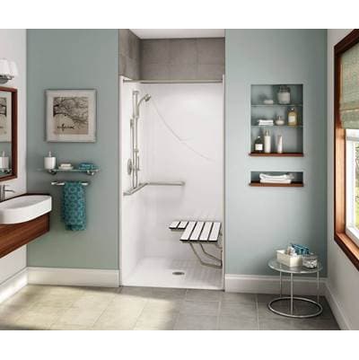 Aker Ops-3636 Acrylx Alcove Center Drain One-piece Shower in Bone - Complete Accessibility...