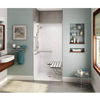 Aker Ops-3636 Acrylx Alcove Center Drain One-piece Shower in Bone - Complete Accessibility...