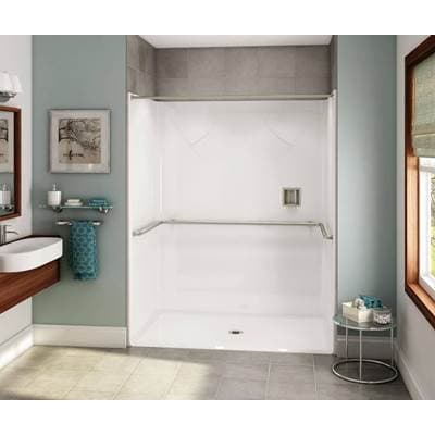 Aker Ops-6036 Acrylx Alcove Center Drain One-piece Shower in Biscuit - ADA U-bar by Aker
