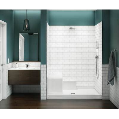 Aker NF 6036 Acrylx Alcove Center Drain Shower Base in - Biscuit