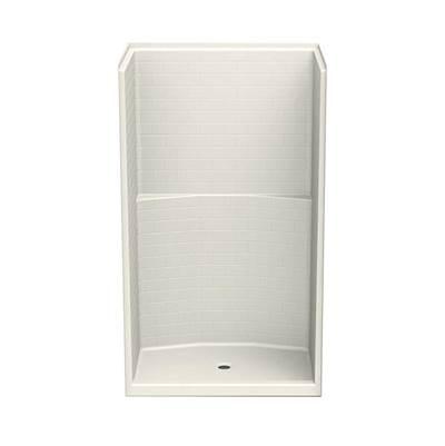 14834STT AcrylX Alcove Center Drain One-Piece Shower in Biscuit by Aker
