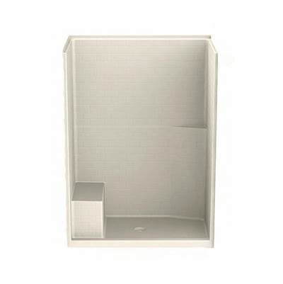Aker 16034STTS Acrylx Alcove Center Drain One-piece Shower - Bone by Aker