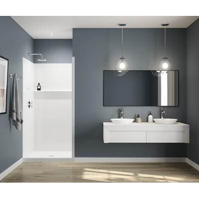 Aker FHA 3838 RF Acrylx Alcove Center Drain One-piece Shower - Bone by Aker
