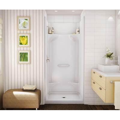 Aker KDS 3636 Acrylx Alcove Center Drain Four-piece Shower - White