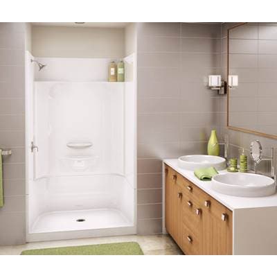 Aker KDS 3448 Acrylx Alcove Center Drain Four-piece Shower - White by Aker