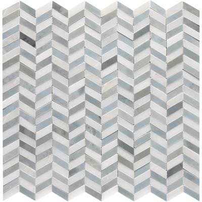 American Olean Candora Chevron Mosaic Tile - White and Blu Bln by American Olean
