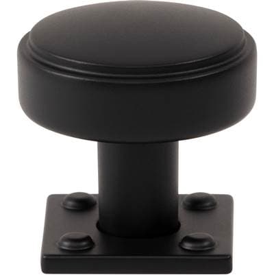 Atlas Benning Knob with Backplate 1 1/4 Inch (1 Inch Backplate) - Matte Black by Atlas