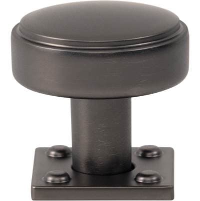 Atlas Benning Knob with Backplate 1 1/4 Inch (1 Inch Backplate) - Slate by Atlas