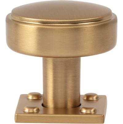 Atlas Benning Knob with Backplate 1 1/4 Inch (1 Inch Backplate) - Warm Brass