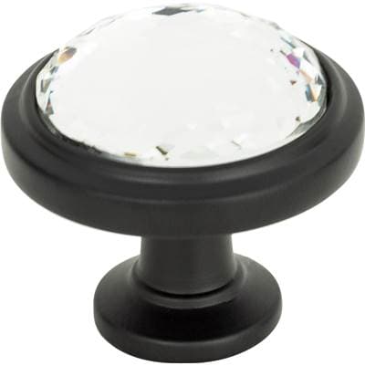 Atlas Legacy Crystal Round Knob 1 5/16 Inch - Matte Black