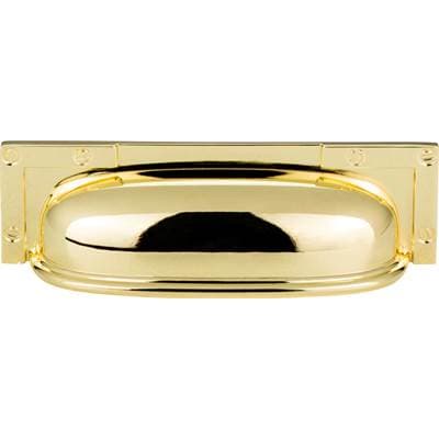 Atlas Campaign L-bracket Cup Pull 3 3/4 Inch (c-c) - Polished Brass