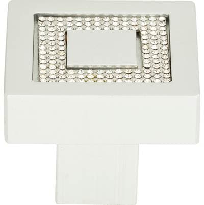 Atlas Crystal Square Inset Knob 1 3/8 Inch - Matte Chrome by Atlas