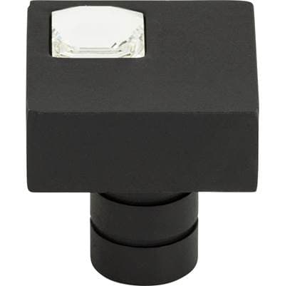 Atlas Crystal Off Center Square Knob 1 Inch - Matte Black by Atlas