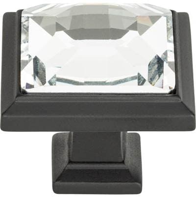 Atlas Legacy Crystal Square Knob 1 5/16 Inch - Matte Black by Atlas
