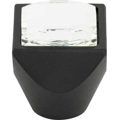 Atlas Crystal Large Square Knob 1 Inch - Matte Black by Atlas