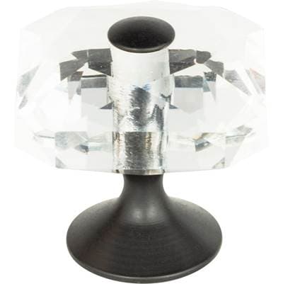 Atlas Crystal Large Square Knob 1 1/2 Inch - Matte Black by Atlas