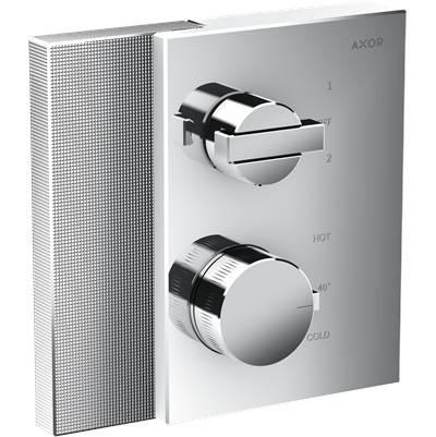 AXOR Edge Thermostatic Trim with Volume Control and Diverter - Diamond Cut in Chrome by Axor