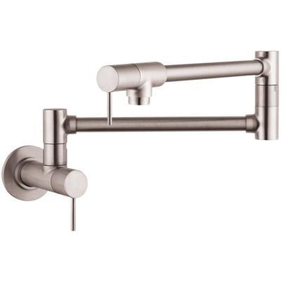 AXOR Starck Pot Filler, Wall-Mounted in Steel Optic