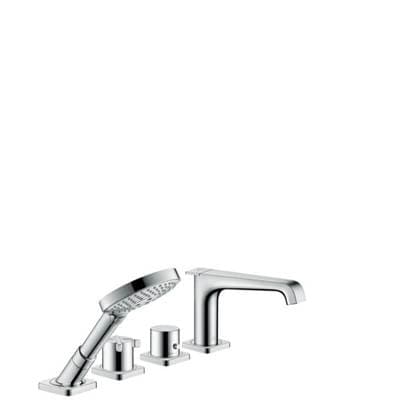 Axor Citterio E 4-Hole Thermostatic Roman Tub Set Trim with 1.75 GPM Handshower - Chrome
