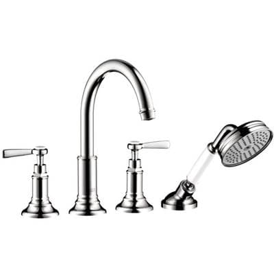 Axor Montreux 4-Hole Roman Tub Set Trim with Lever Handles and 1.8 GPM Handshower - Chrome by Axor