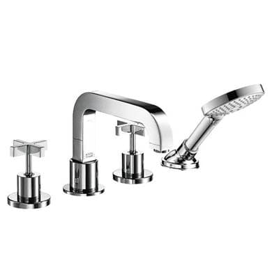 Axor Citterio 4-Hole Roman Tub Set Trim with Cross Handles and 1.75 GPM Handshower - Chrome by Axor