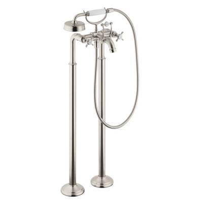 AXOR Montreux 2-Handle Freestanding Tub Filler Trim with Cross Handles and 1.8 GPM Handshower in Brushed Nickel
