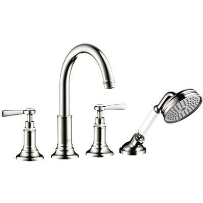 AXOR Montreux 4-Hole Roman Tub Set Trim with Lever Handles and 1.8 GPM Handshower in Polished Nickel