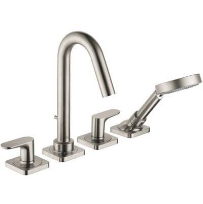 Axor Citterio M 4-Hole Roman Tub Set Trim with 1.75 GPM Handshower - Brushed Nickel by Axor
