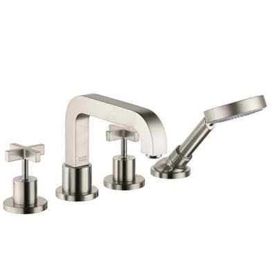 Axor Citterio 4-Hole Roman Tub Set Trim with Cross Handles and 1.75 GPM Handshower - Brushed... by Axor
