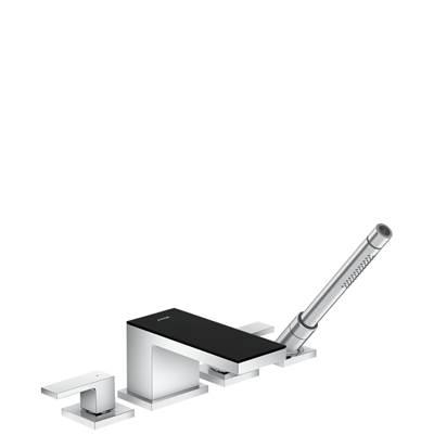 AXOR MyEdition 4-Hole Roman Tub Set Trim with 1.75 GPM Handshower in Chrome / Black Glass by Axor