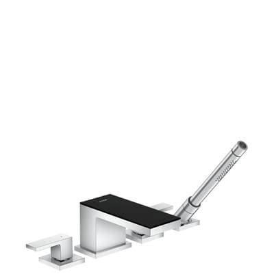 Axor Myedition 4-Hole Roman Tub Set Trim with 1.75 GPM Handshower in Chrome / Black Glass -... by Axor