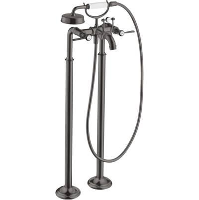 AXOR Montreux 2-Handle Freestanding Tub Filler Trim with Lever Handles and 1.8 GPM Handshower in Brushed Black Chrome