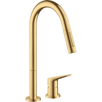 AXOR Citterio M 2-Hole Single-Handle Kitchen Faucet 2-Spray Pull-Down, 1.75 GPM in Brushed Gold Optic