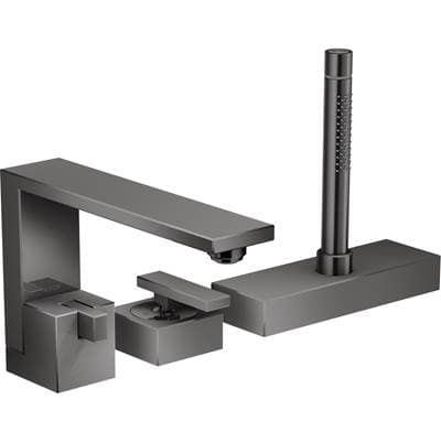 Axor Edge 3-Hole Roman Tub Set Trim with 1.75 GPM Handshower - Diamond Cut - Polished Black... by Axor