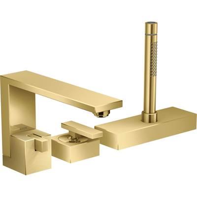 AXOR Edge 3-Hole Roman Tub Set Trim with 1.75 GPM Handshower - Diamond Cut in Polished Gold Optic