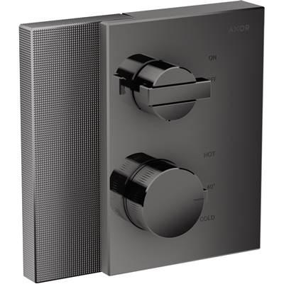 AXOR Edge Thermostatic Trim with Volume Control - Diamond Cut in Polished Black Chrome