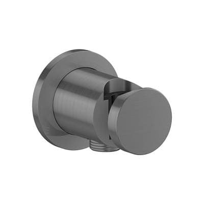 Axor One Wall Outlet with Handshower Holder, Round - Brushed Black Chrome