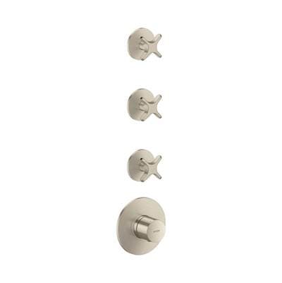 Axor One Thermostatic Module Trim with 3 Volume Controls, Cross Handle - Brushed Nickel by Axor