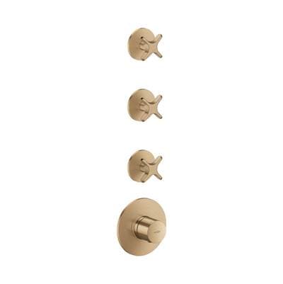 Axor One Thermostatic Module Trim with 3 Volume Controls, Cross Handle - Brushed Bronze by Axor