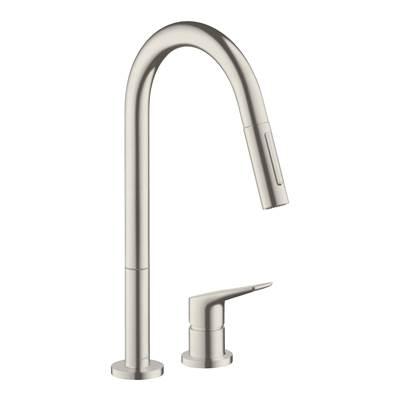 AXOR Citterio M 2-Hole Single-Handle Kitchen Faucet 2-Spray Pull-Down, 1.5 GPM in Steel Optic