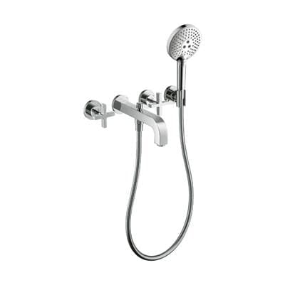 Axor Citterio 3-Hole Wall-mounted Tub Trim with Handshower, 1.75 GPM- Cross Handles - Chrome by Axor