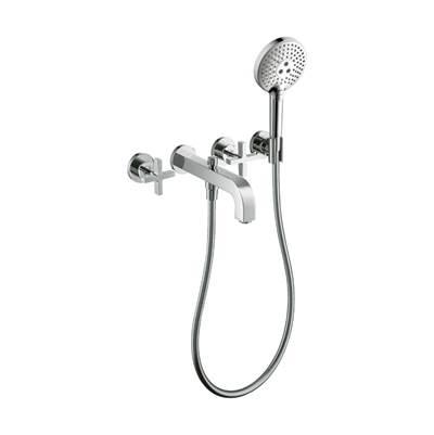 AXOR Citterio 3-Hole Wall-Mounted Tub Trim with Handshower, 1.75 GPM- Cross Handles in Chrome