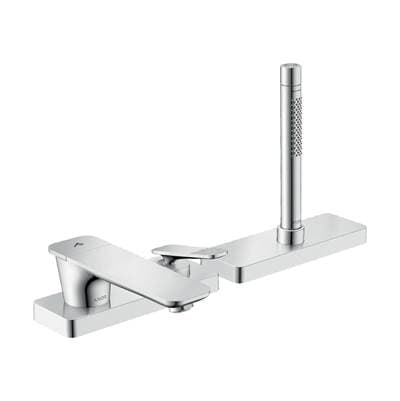 Axor Citterio C 3-Hole Roman Tub Set Trim with 1.75 GPM Handshower and Sbox- Cubic Cut - Chrome by Axor