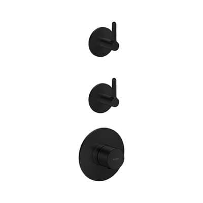 Axor One Thermostatic Module Trim with 2 Volume Controls, Lever Handle in Matt Black - Matte Black by Axor