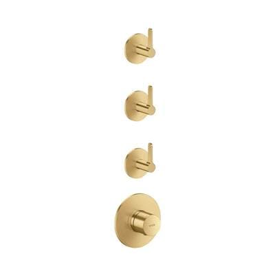Axor One Thermostatic Module Trim with 3 Volume Controls, Lever Handle - Brushed Gold Optic