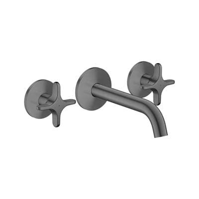 Axor One Wall-mounted Widespread Faucet 160- Cross Handles, 1.2 GPM in - Brushed Black Chrome by Axor